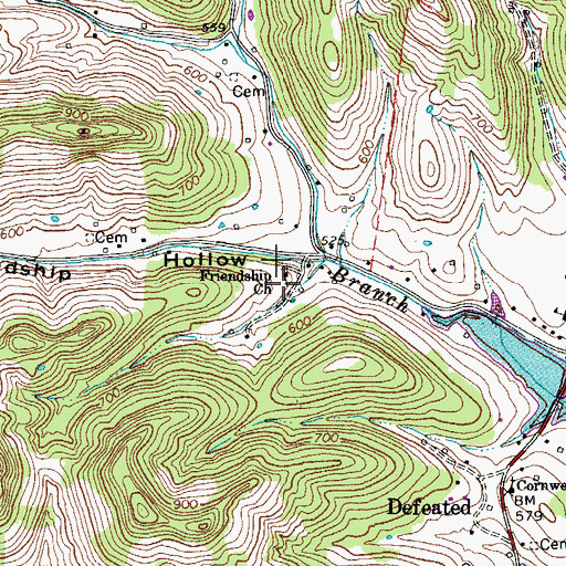 Topographic Map of Friendship Church, TN