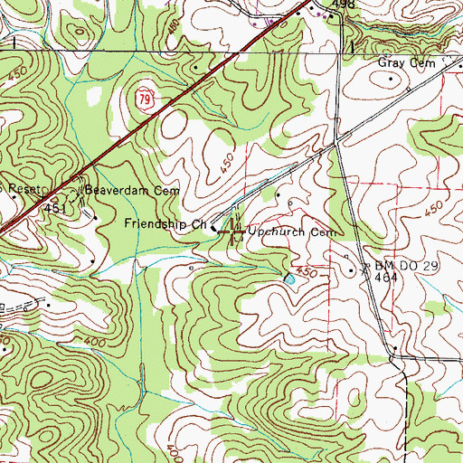 Topographic Map of Friendship Church, TN