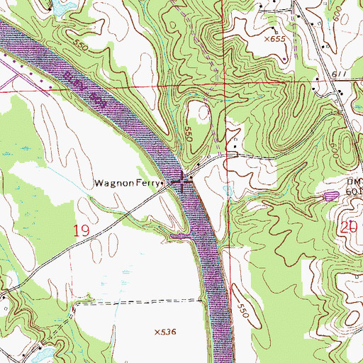Topographic Map of Wagnon Ferry (historical), AL