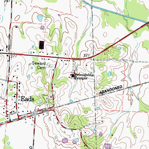Topographic Map of Friendship Temple, TN