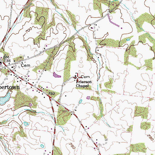 Topographic Map of Frierson Chapel, TN