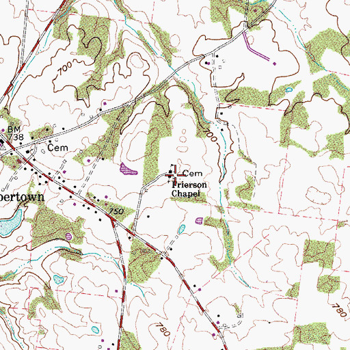 Topographic Map of Frierson Chapel, TN