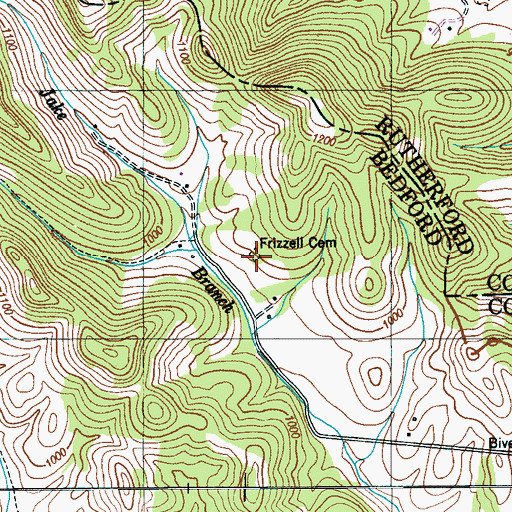 Topographic Map of Frizzell Cemetery, TN