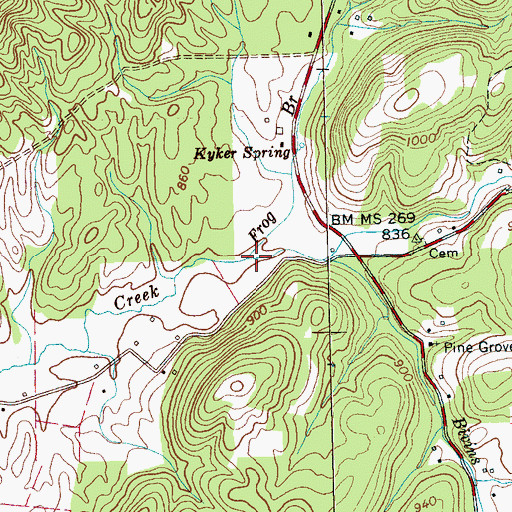 Topographic Map of Frog Branch, TN