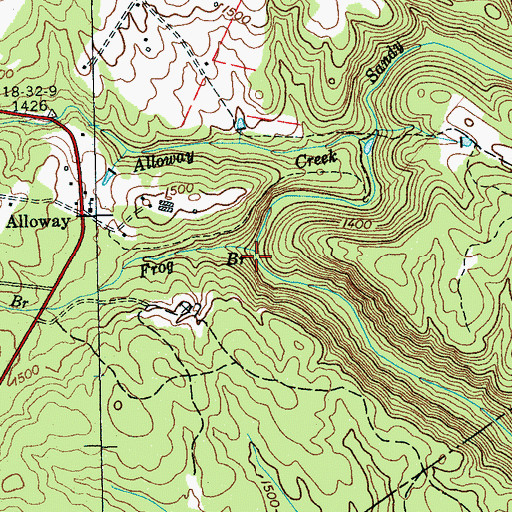 Topographic Map of Frog Branch, TN