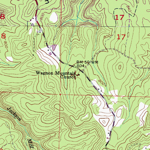 Topographic Map of Wagnon Mountain Church, AL