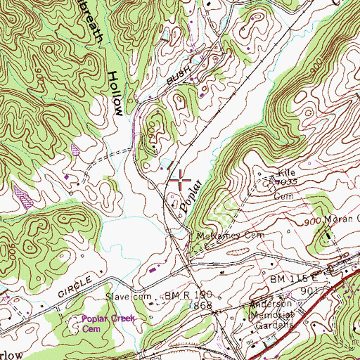 Topographic Map of Frog Pond Valley, TN