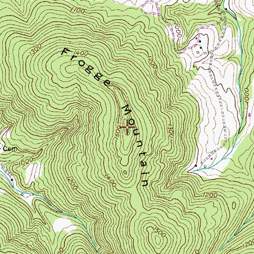 Topographic Map of Frogge Mountain, TN
