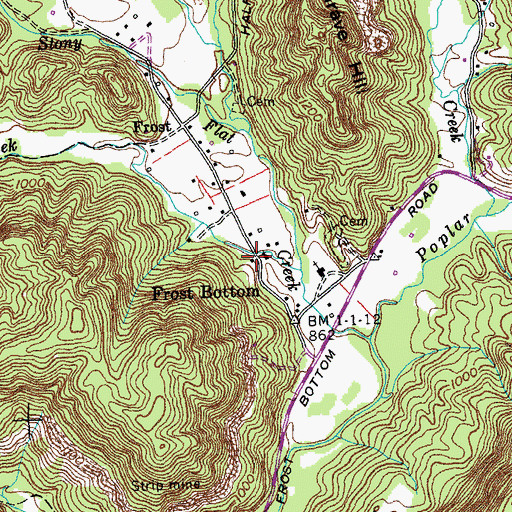 Topographic Map of Frost Bottom, TN