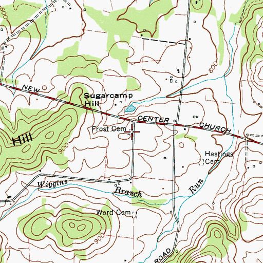 Topographic Map of Frost Cemetery, TN