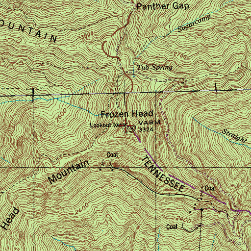 Topographic Map of Frozen Head, TN