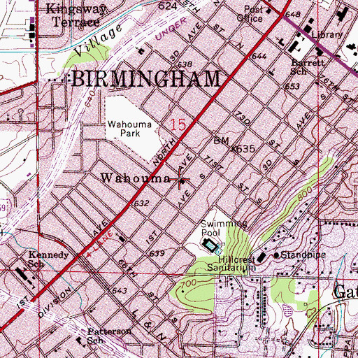 Topographic Map of Wahouma, AL