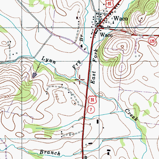 Topographic Map of Fry Branch, TN