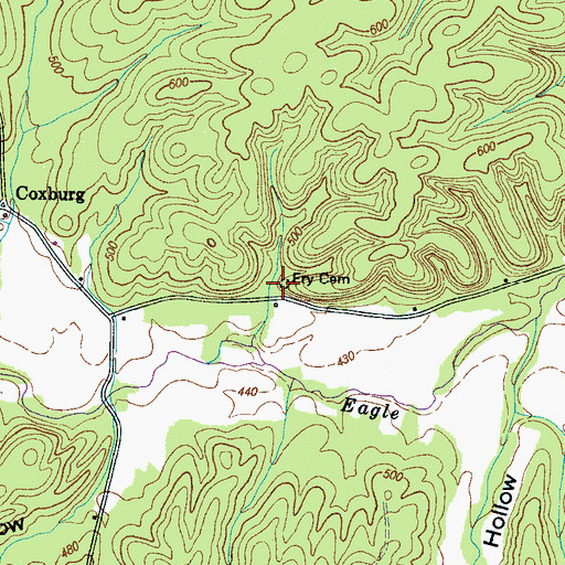 Topographic Map of Fry Cemetery, TN