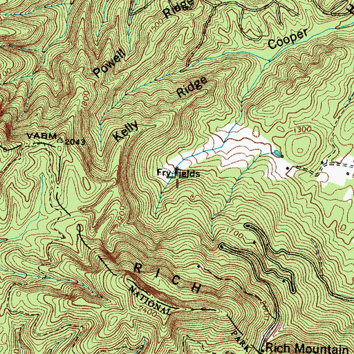 Topographic Map of Fry Fields, TN