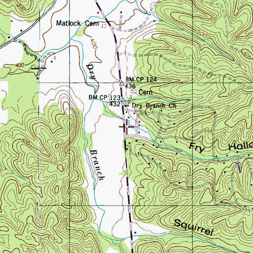 Topographic Map of Fry Hollow, TN