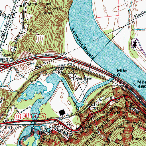 Topographic Map of Fryar Cemetery, TN