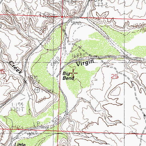 Topographic Map of Big Bend, AZ