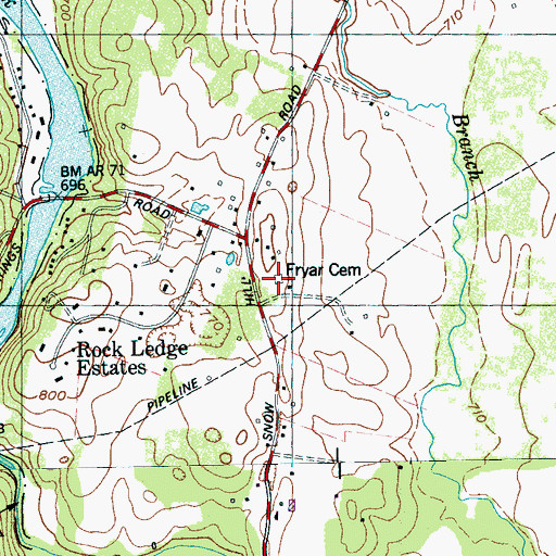 Topographic Map of Fryar Cemetery, TN