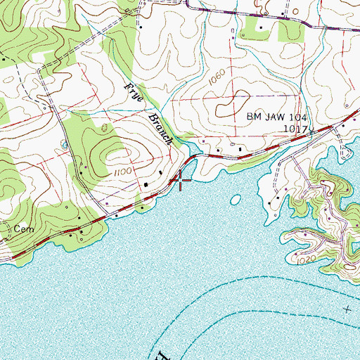 Topographic Map of Frye Branch, TN