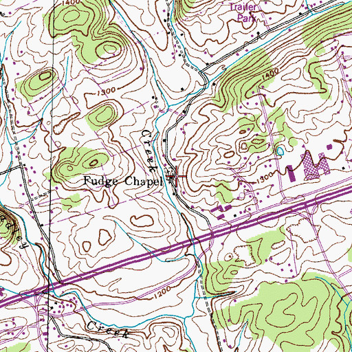 Topographic Map of Fudge Chapel, TN