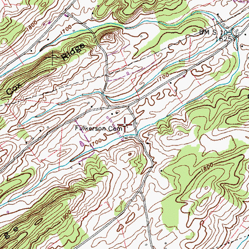 Topographic Map of Fulkerson Cemetery, TN