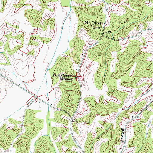 Topographic Map of Full Gospel Mission, TN