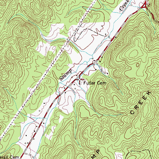 Topographic Map of Fuller Cemetery, TN