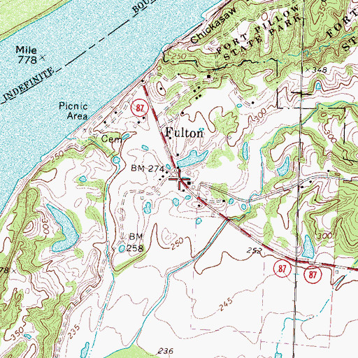 Topographic Map of Fulton, TN