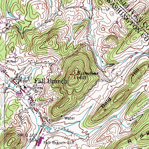 Topographic Map of Fulwiler Hill, TN