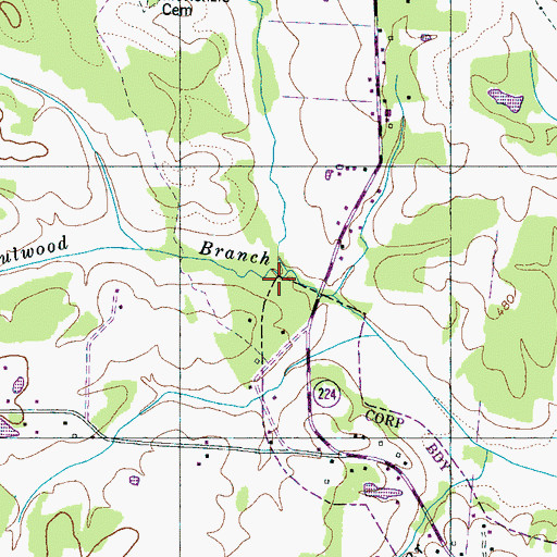 Topographic Map of Fulwood Branch, TN