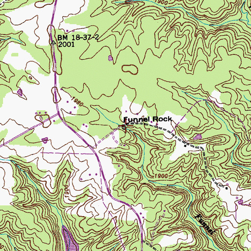 Topographic Map of Funnel Rock, TN