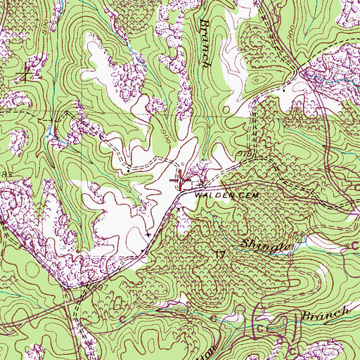 Topographic Map of Walden Cemetery, AL