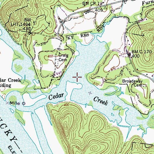 Topographic Map of Furnace Branch, TN