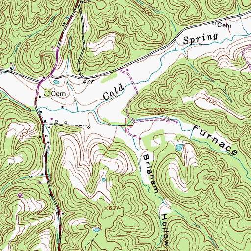Topographic Map of Furnace Hollow, TN