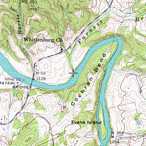 Topographic Map of Furness Branch, TN