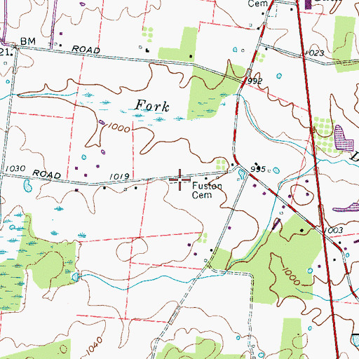 Topographic Map of Fuston Cemetery, TN