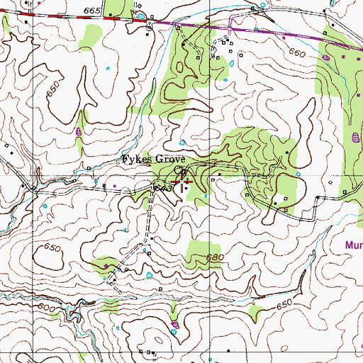 Topographic Map of Fykes Grove Church, TN