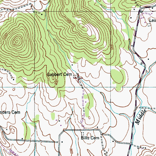 Topographic Map of Gabbert Cemetery, TN
