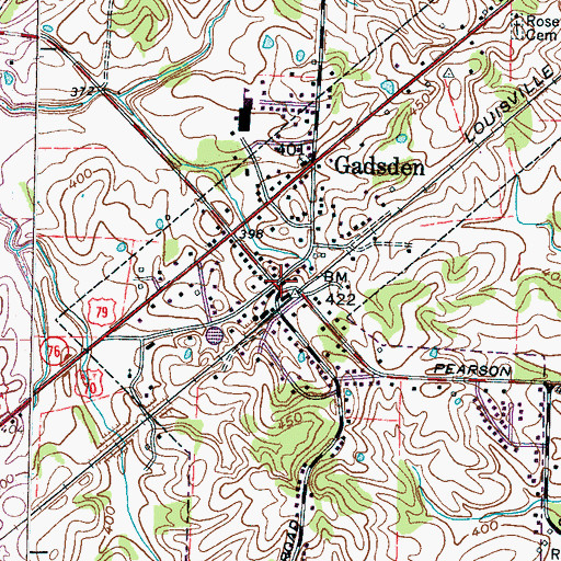 Topographic Map of Gadsden, TN