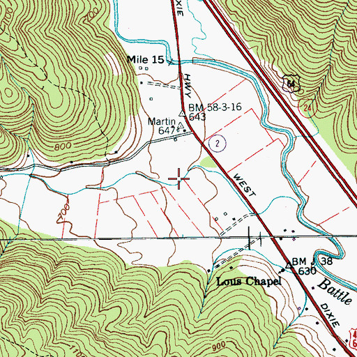 Topographic Map of Gaines Cove, TN