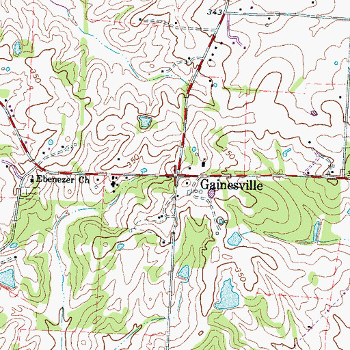 Topographic Map of Gainesville, TN