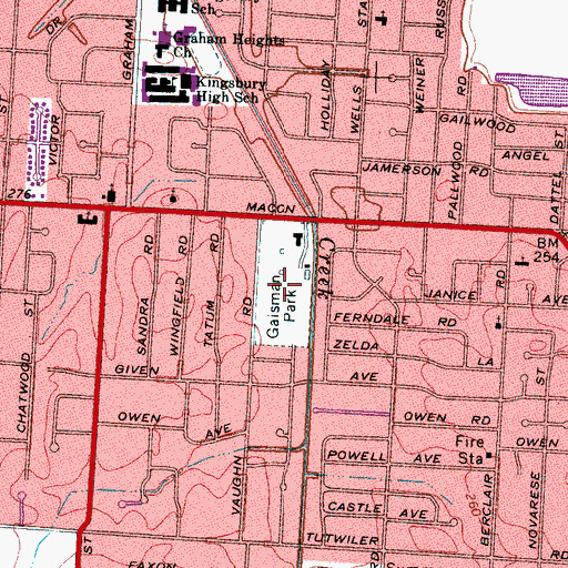 Topographic Map of Gaisman Park, TN