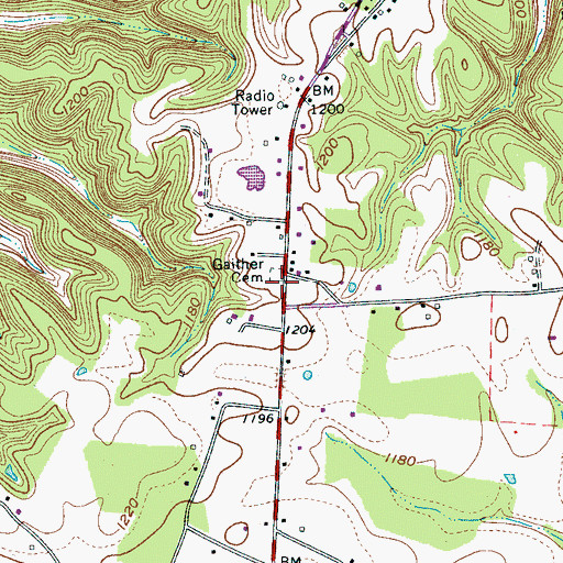 Topographic Map of Gaither Cemetery, TN