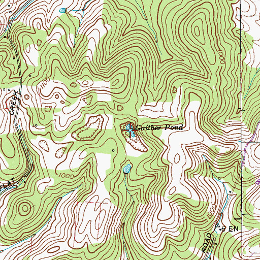 Topographic Map of Gaither Pond, TN