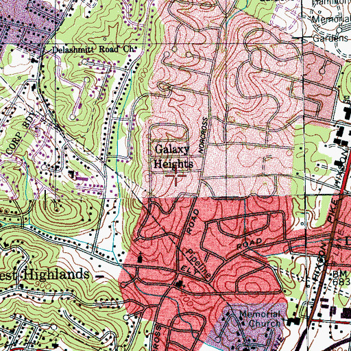 Topographic Map of Galaxy Heights, TN