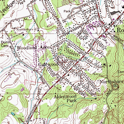 Topographic Map of Galewood, TN