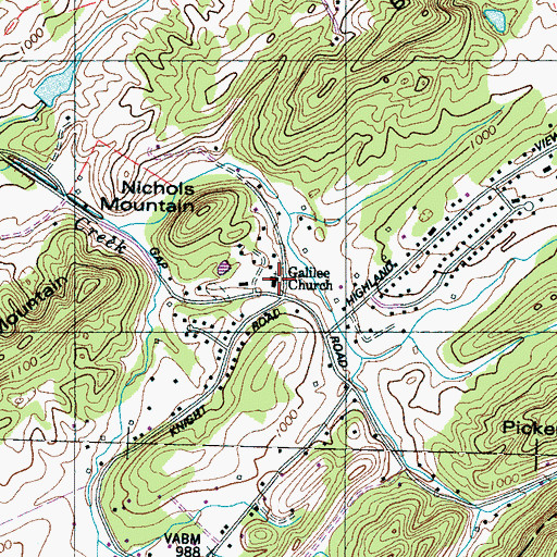 Topographic Map of Galilee Church, TN