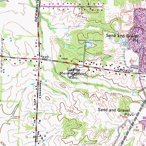 Topographic Map of Galilee Memorial Gardens, TN