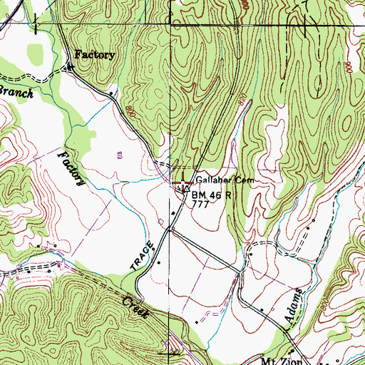 Topographic Map of Gallaher Cemetery, TN